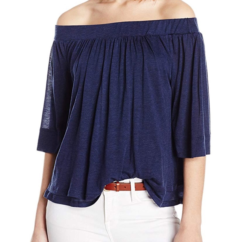 New Three Dots Off The Shoulder Flowy Top Tencel